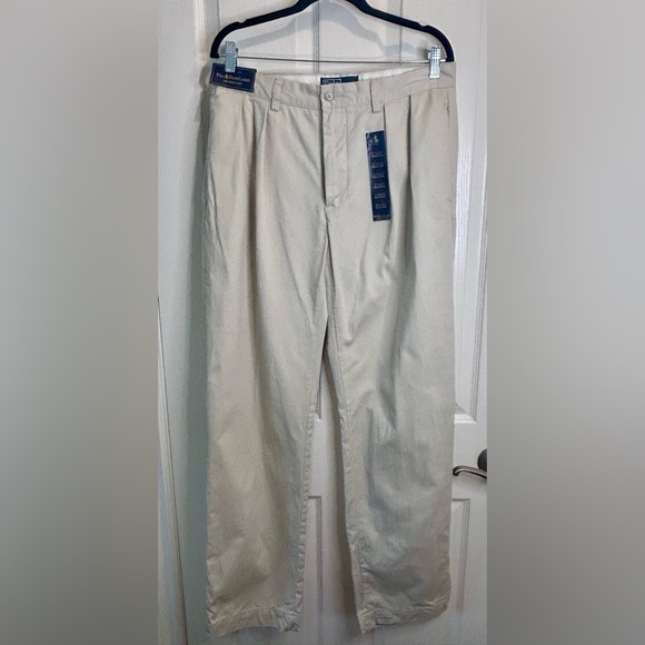🐎”Polo by Ralph Lauren” NWT Cream Ethan Pleated Pants w/ Pockets - Picture 1 of 15